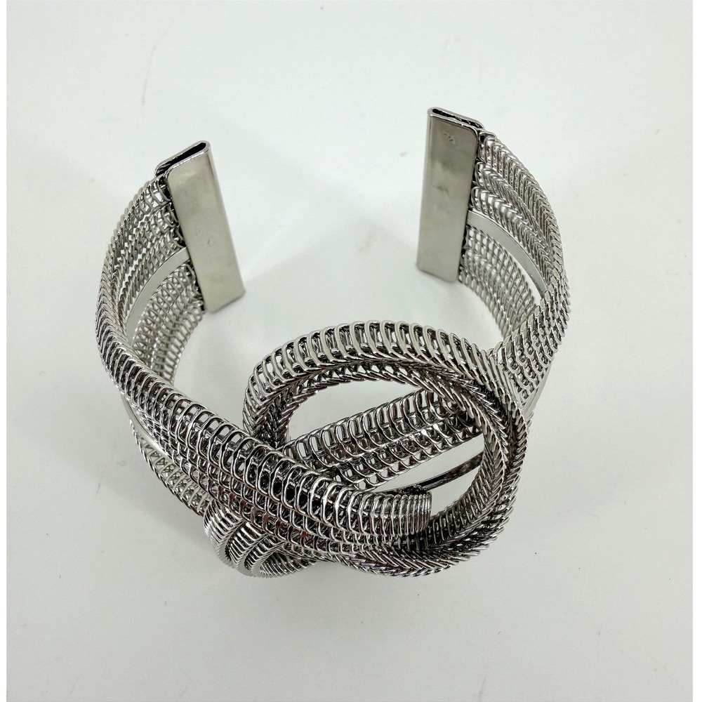 Silver Tone Mesh Love Knot Cuff Bracelet Jewelery Silver